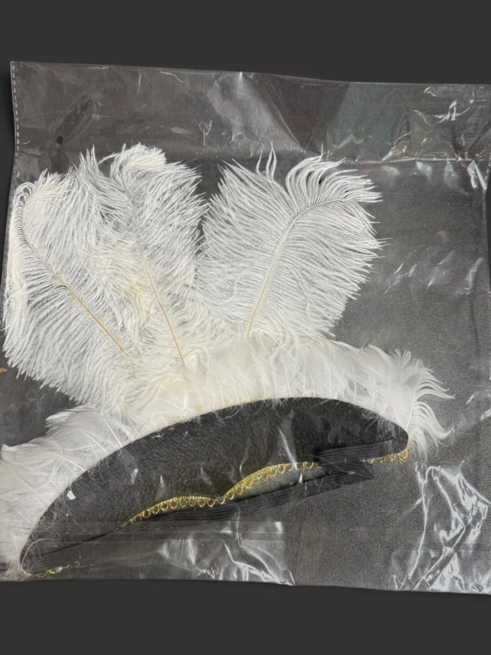 White Feather Carnival Headpiece, Mardi Gras Showgirl Headdress